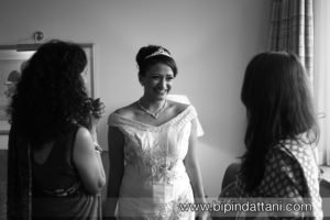 bride with friends before wedding