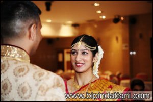 bride on her wedding day with South Indian bride hairstyle