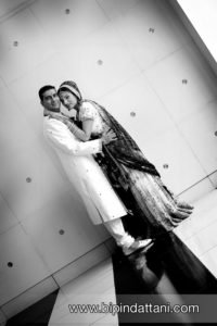 couples portrait after indian wedding Novotel Hotel West London