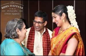 tamil bride with father and grandmother from Chennai for traditional tamil wedding