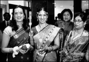black & white of bride and mum for