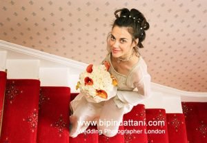 bride photos on her big by cheap wedding photographer in London England