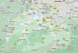Map of Surrey Uk Bipin Dattani Wedding photographer travels to photography wedding ceremonies - Indian Asian Tamil English Church Civil ceremony